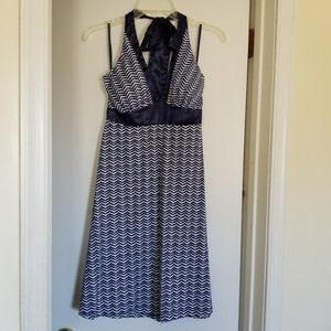 ALYNPAIGE NEW YORK  Blue and White Halter Back Sun Dress (size S)